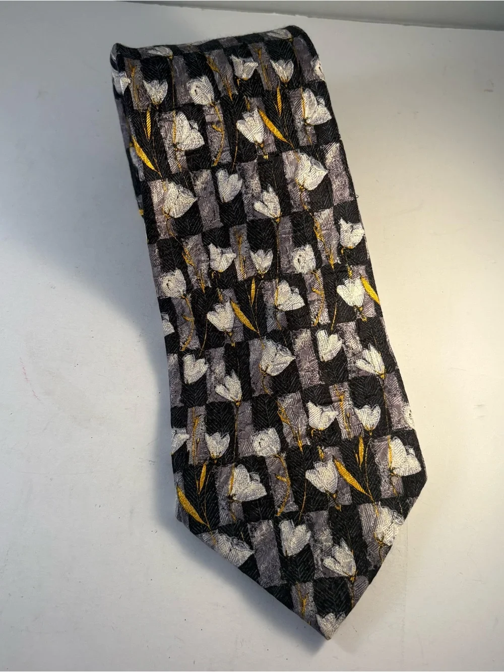 Lot Of 2 Ermenegildo Zegna Silk Ties Black Floral Tulip Carnation Luxury Italy
